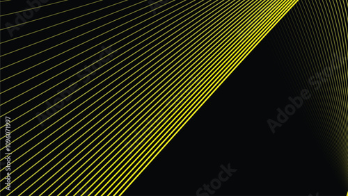 Black abstract backround with yellow curve line for backdrop or presentation