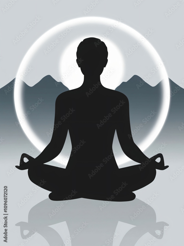 A person meditating in a serene, soft-hued sky backdrop. A person meditating in a serene, soft-hued sky backdrop.