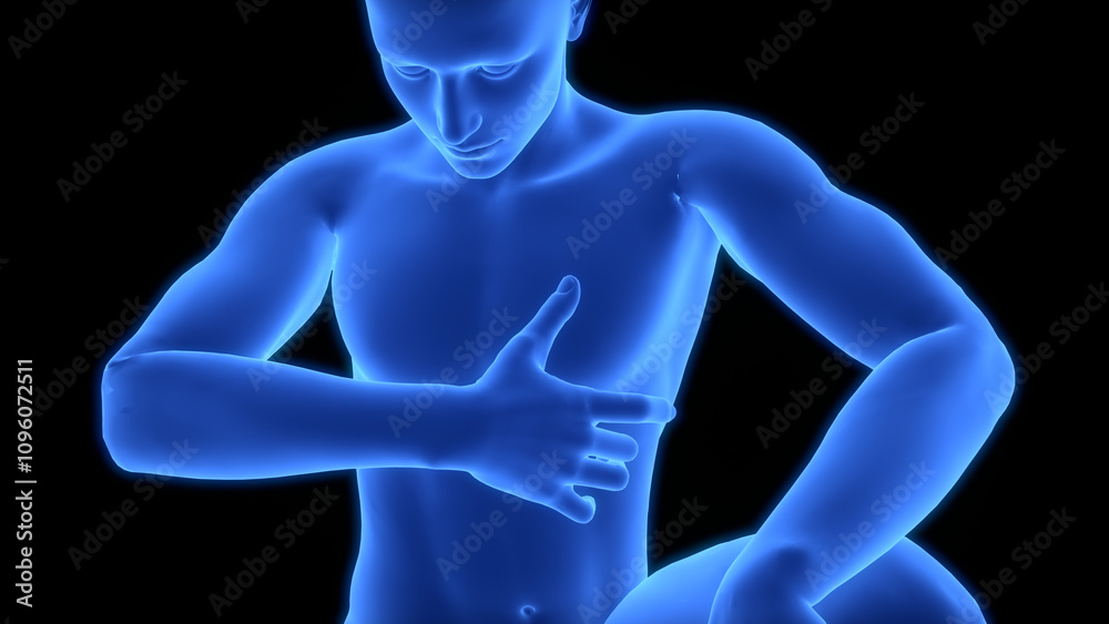 Human Suffering with Severe Chest pain Anatomy Human Suffering with Severe Chest pain Anatomy