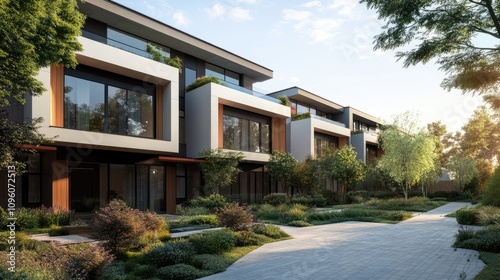 Modern Apartment Exterior with Spacious Windows