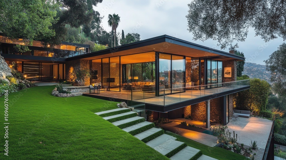 Modern Hillside Home with Open Terraces and Glass Walls Modern Hillside Home with Open Terraces and Glass Walls