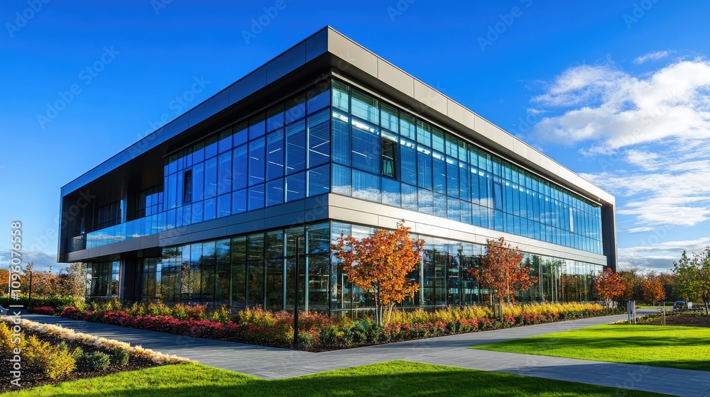 Modern Office Building with Glass Facade Modern Office Building with Glass Facade