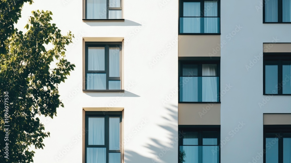 Fototapeta premium Modern Apartment Building with Expansive Windows