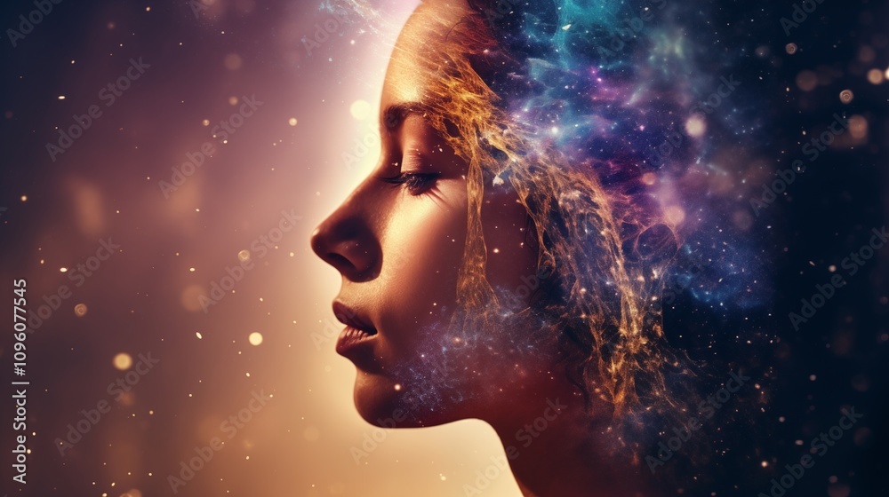 a double exposure of a woman’s silhouette with a vibrant autumn landscape, space on the left side, Hard Light,generative ai illustration a double exposure of a woman’s silhouette with a vibrant autumn landscape, space on the left side, Hard Light,generative ai illustration
