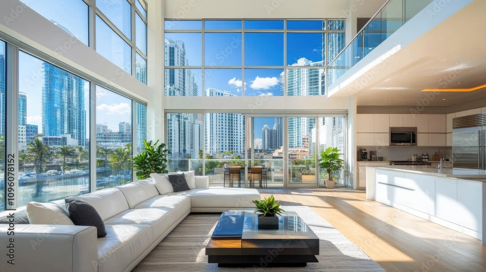 Modern Apartment Interior with Expansive Windows