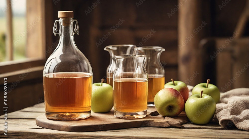 Homemade apple cider on the table Homemade apple cider on the table