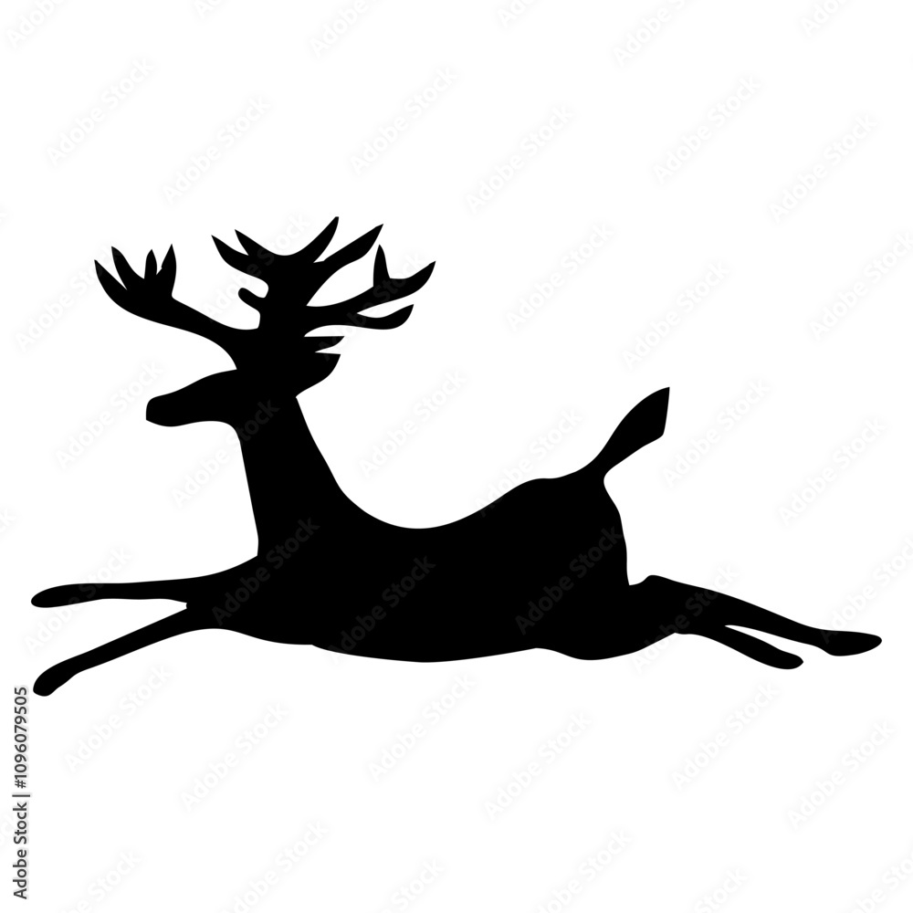Fototapeta premium black silhouette of antlered reindeer