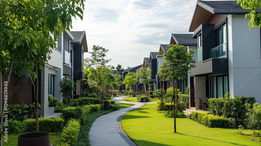 Contemporary Suburban Terraced Houses with Greenery Contemporary Suburban Terraced Houses with Greenery