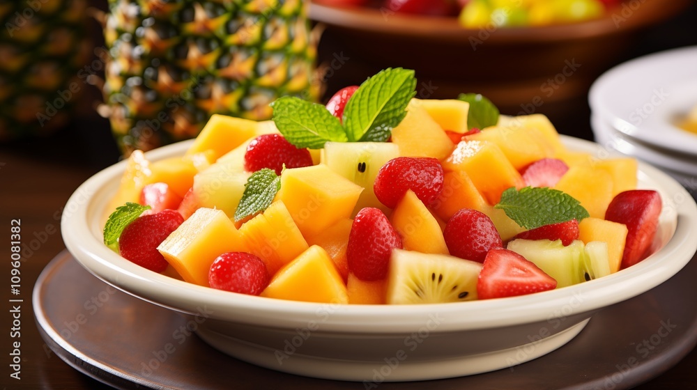 a vibrant fruit salad with pineapple,generative ai illustration a vibrant fruit salad with pineapple,generative ai illustration