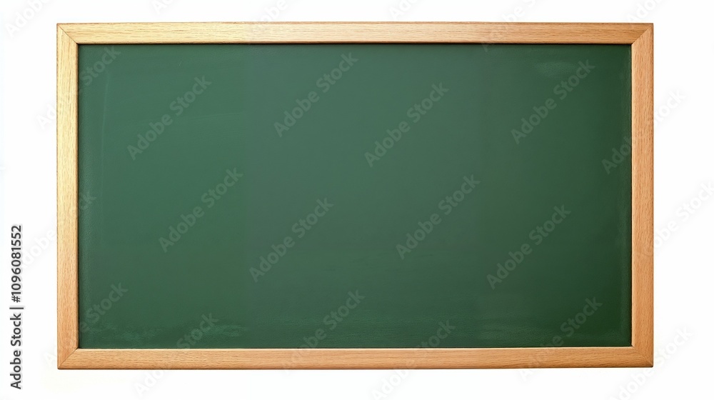 Classic green chalkboard in wooden frame on white background Classic green chalkboard in wooden frame on white background