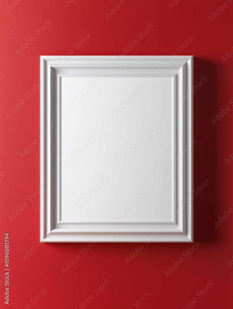 Blank photo frame mock up on red wall minimalist design. Concept of Art gallery or Exhibition Blank photo frame mock up on red wall minimalist design. Concept of Art gallery or Exhibition