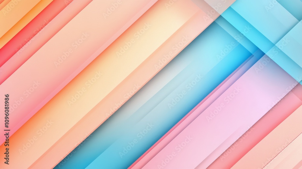 Fototapeta premium Colorful layered paper patterns in pastel shades arranged diagonally
