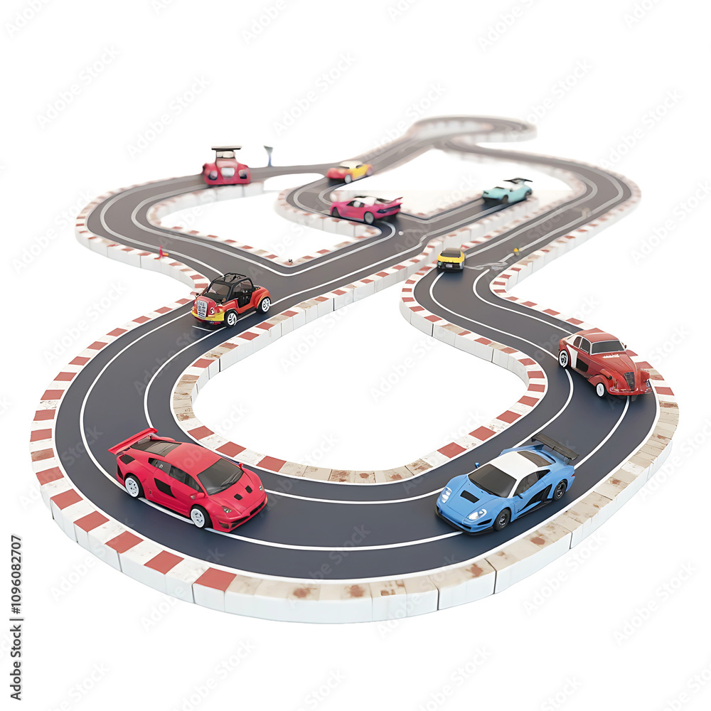 A 3D Race Track with a Track in the Middle on a Transparent Background. A 3D Race Track with a Track in the Middle on a Transparent Background.