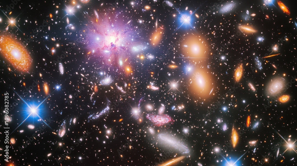 Fototapeta premium A mesmerizing cosmic landscape of colorful nebulae, shining stars, and distant galaxies, creating an abstract, dreamlike view of the universe's infinite possibilities