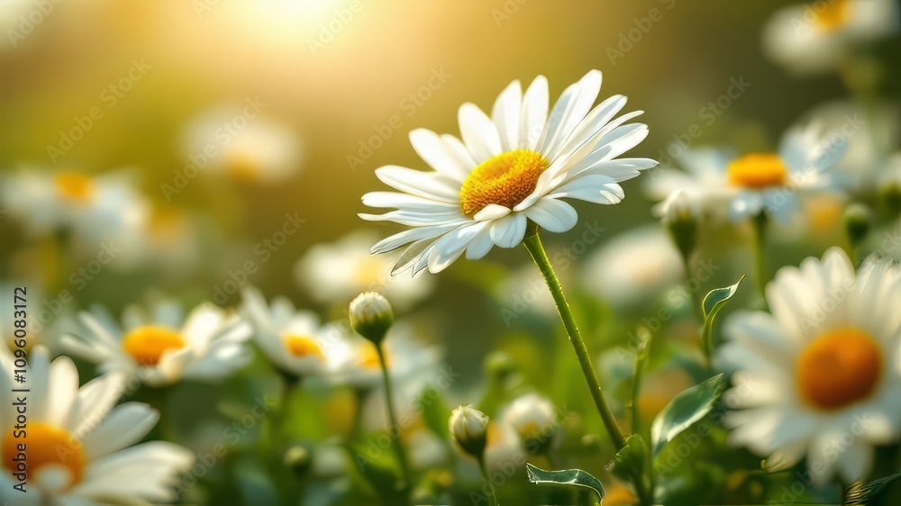 Miniature daisy field, tilted perspective. Miniature daisy field, tilted perspective.