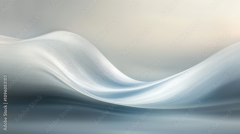 Obraz premium A smooth, flowing white wave in an abstract composition, creating a serene and minimalist visual that evokes peace and modern elegance