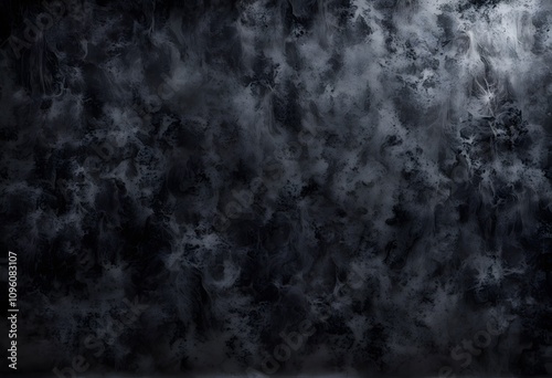 Black ice like grunge texture with glossy patches and faint frost edges for a sleek moody look, AI Generated