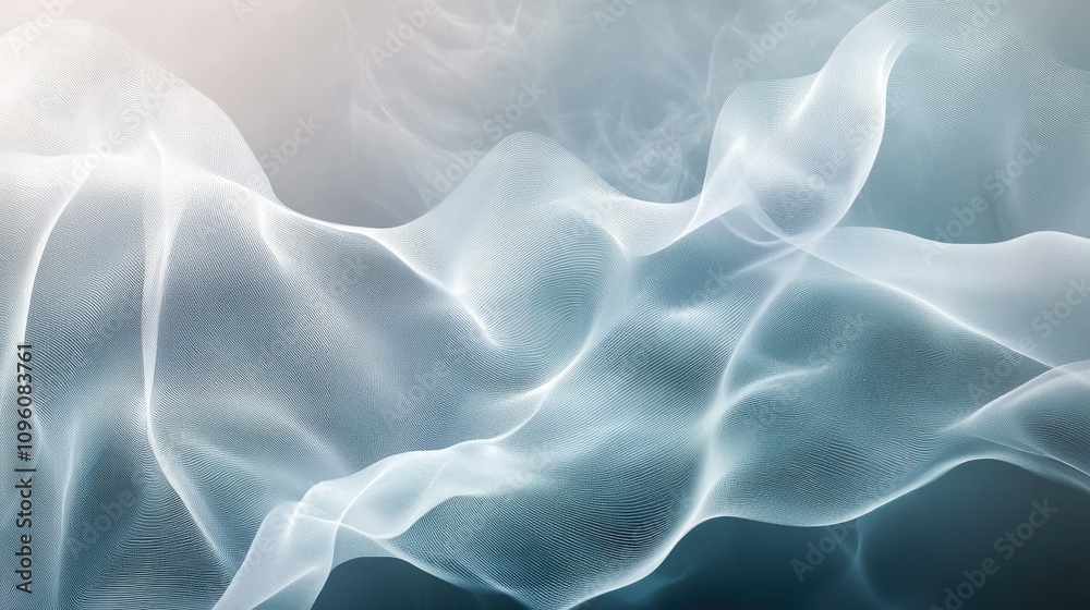 Fototapeta premium Abstract white wave design, gently undulating across the screen, conveying a sense of purity, smooth motion, and contemporary simplicity