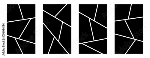 Image collage layout template set black color for photo album, comic page, flyer, banner, poster, brochure, booklet, memory wall vector 10 eps