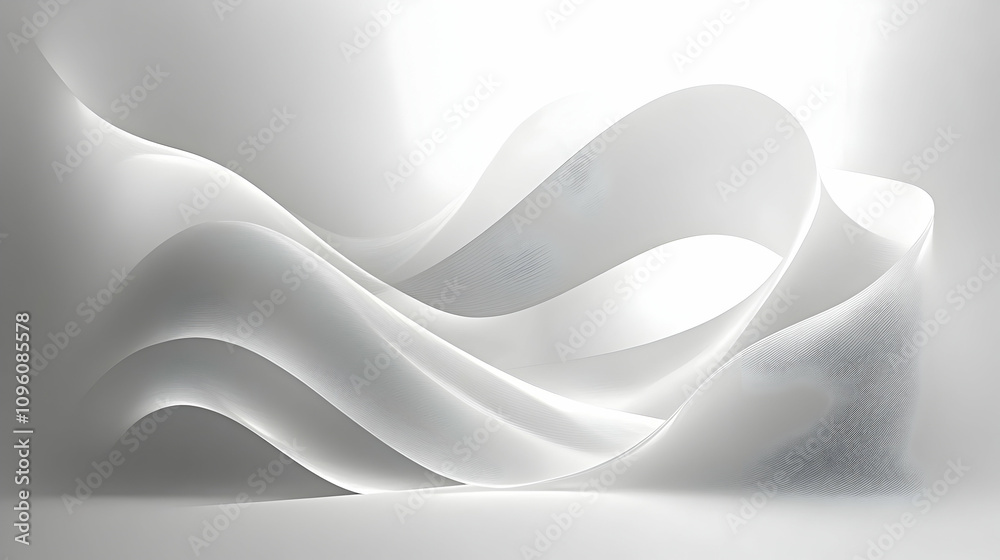 Abstract 3D White Waves Background Design with Smooth Flowing Lines and Curves for Modern Minimalist Interior Design Concept Abstract 3D White Waves Background Design with Smooth Flowing Lines and Curves for Modern Minimalist Interior Design Concept