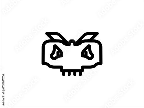 Head icon black line solid
