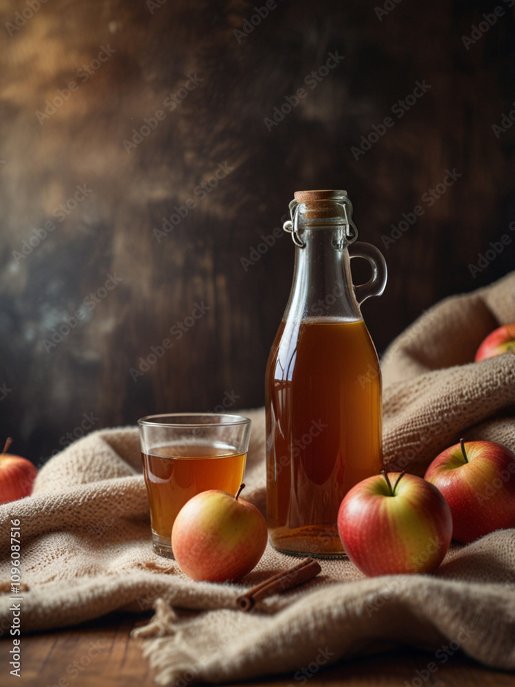 Naklejka premium Homemade apple cider on the table