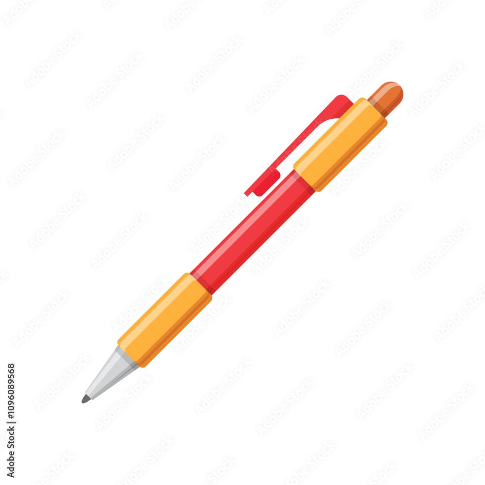 Ballpoint pen icon in flat style. Office tool vector illustration on isolated background. School equipment sign business concept. Ballpoint pen icon in flat style. Office tool vector illustration on isolated background. School equipment sign business concept.