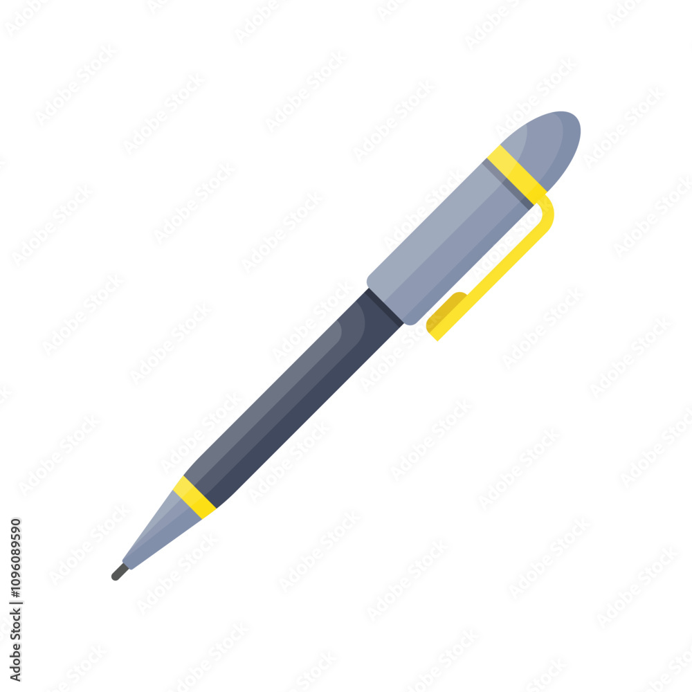 Ballpoint pen icon in flat style. Office tool vector illustration on isolated background. School equipment sign business concept. Ballpoint pen icon in flat style. Office tool vector illustration on isolated background. School equipment sign business concept.