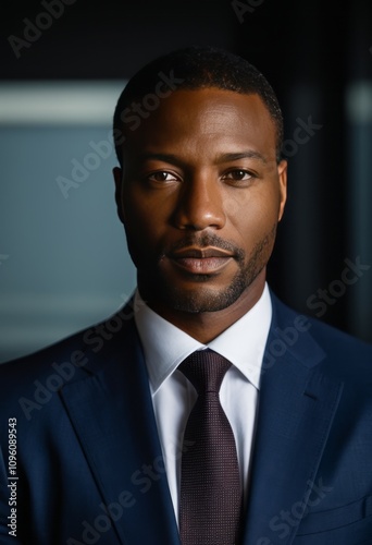 Confident businessman portrait black businessman portrait Ultra realistic Photorealistic hyperdetailed photography soft light head and shoulders portrait cover