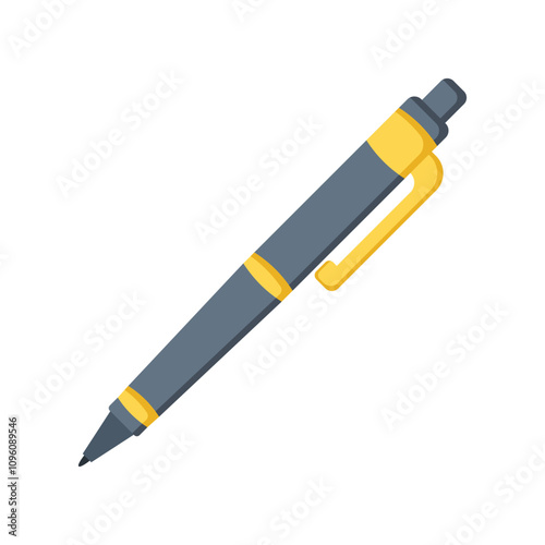Ballpoint pen icon in flat style. Office tool vector illustration on isolated background. School equipment sign business concept.