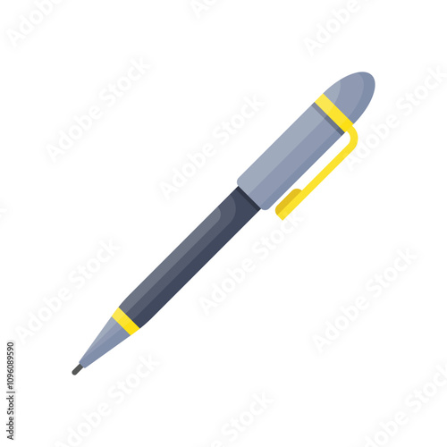 Ballpoint pen icon in flat style. Office tool vector illustration on isolated background. School equipment sign business concept.