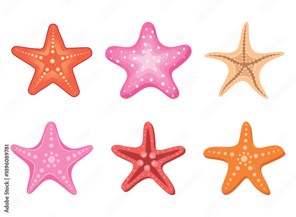 Starfish icons set in flat style. Sea stars vector illustration on isolated background. Sea animal sign business concept. Starfish icons set in flat style. Sea stars vector illustration on isolated background. Sea animal sign business concept.