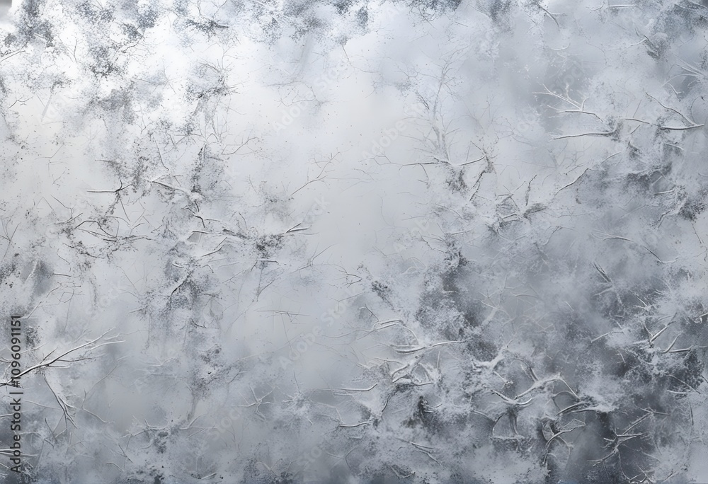 Fototapeta premium Cold icy grunge surface in frosty white and silver with visible rough patches, Ai Generated