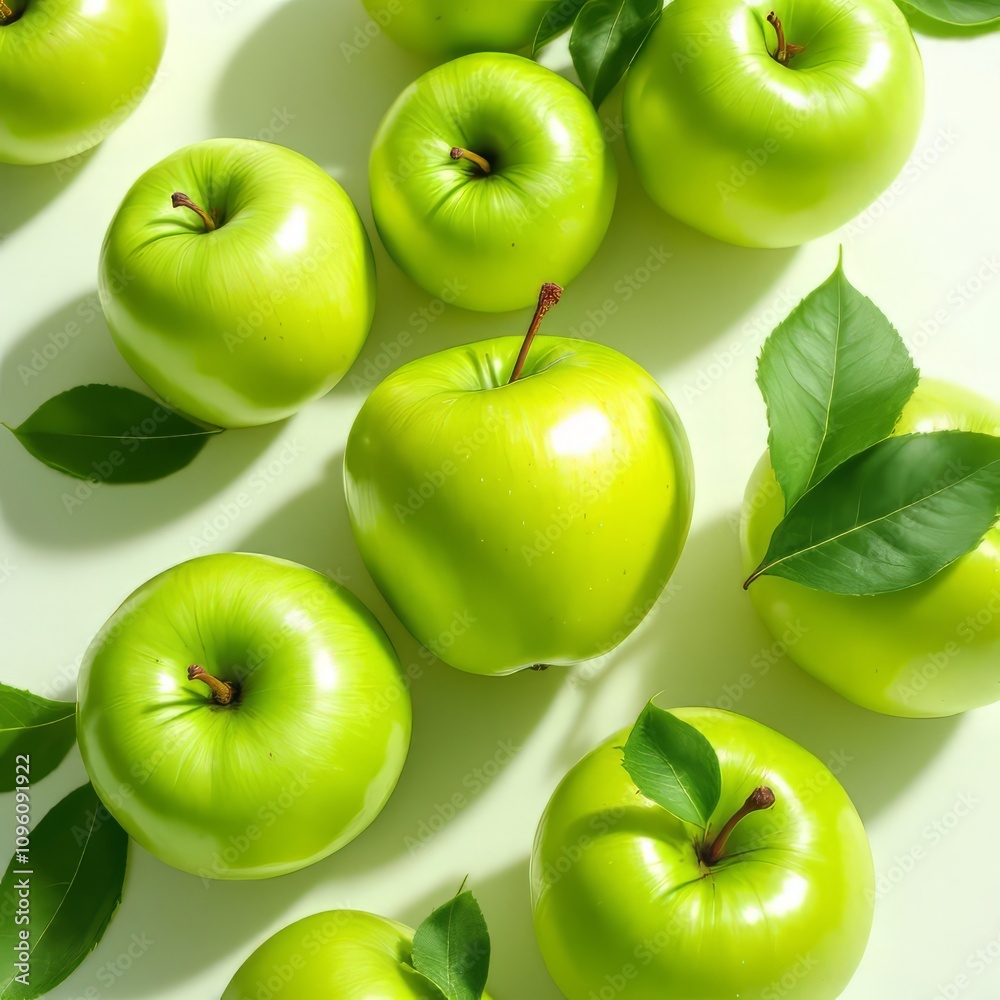 Vibrant green apples, close-up. Crisp texture, rich detail. Vibrant green apples, close-up. Crisp texture, rich detail.