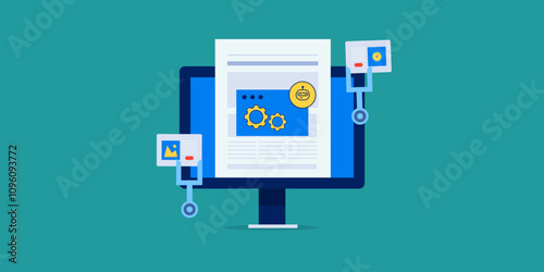 Content creation with virtual bot assistant. Artificial intelligence technology.