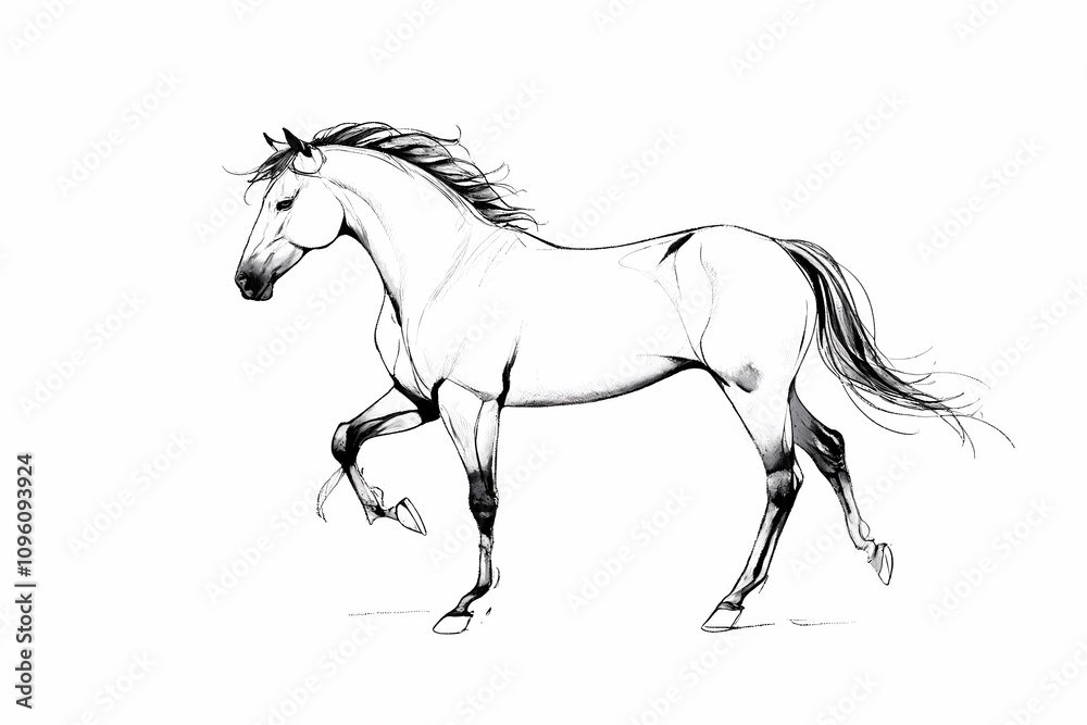 Artistic Horse Sketch with Emphasis on Anatomy and Graceful Posture Artistic Horse Sketch with Emphasis on Anatomy and Graceful Posture