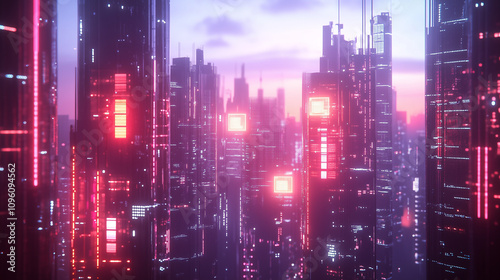 Wallpaper Mural ネオン輝く未来都市の風景 Torontodigital.ca