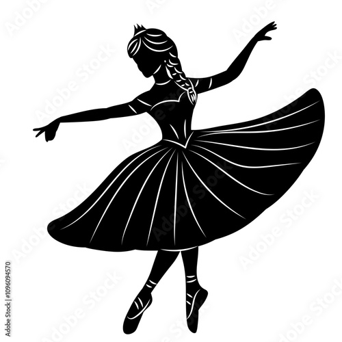 ballerina dancing black silhouette vector