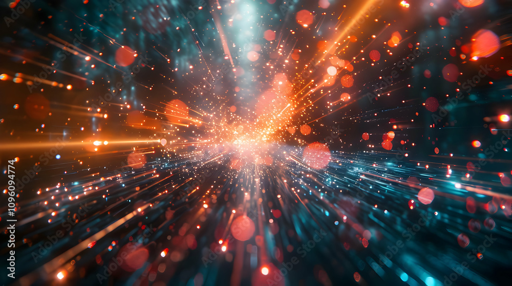 Fototapeta premium Abstract 3D Background: Energy Burst Radiates Brilliantly in Vivid Hues