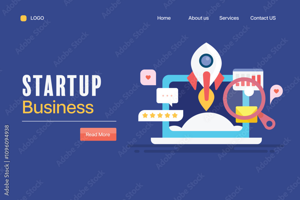 Startup Business Concept, new company growth at rocket speed, vector illustration. Startup Business Concept, new company growth at rocket speed, vector illustration.