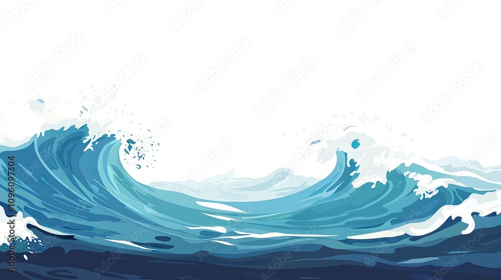 flat style sea blue wave in white background flat style sea blue wave in white background