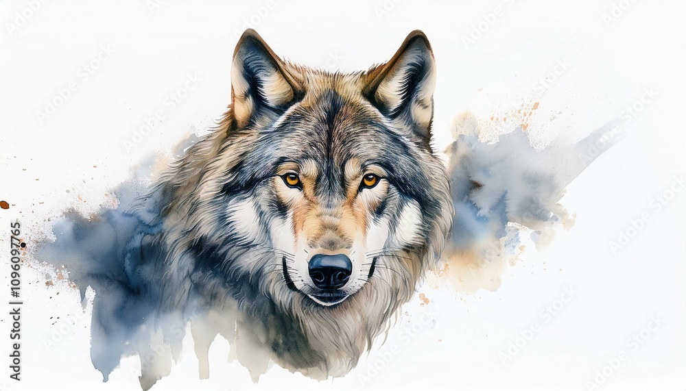 Artistic Wilderness: Watercolor Wolf in Vibrant Strokes Artistic Wilderness: Watercolor Wolf in Vibrant Strokes