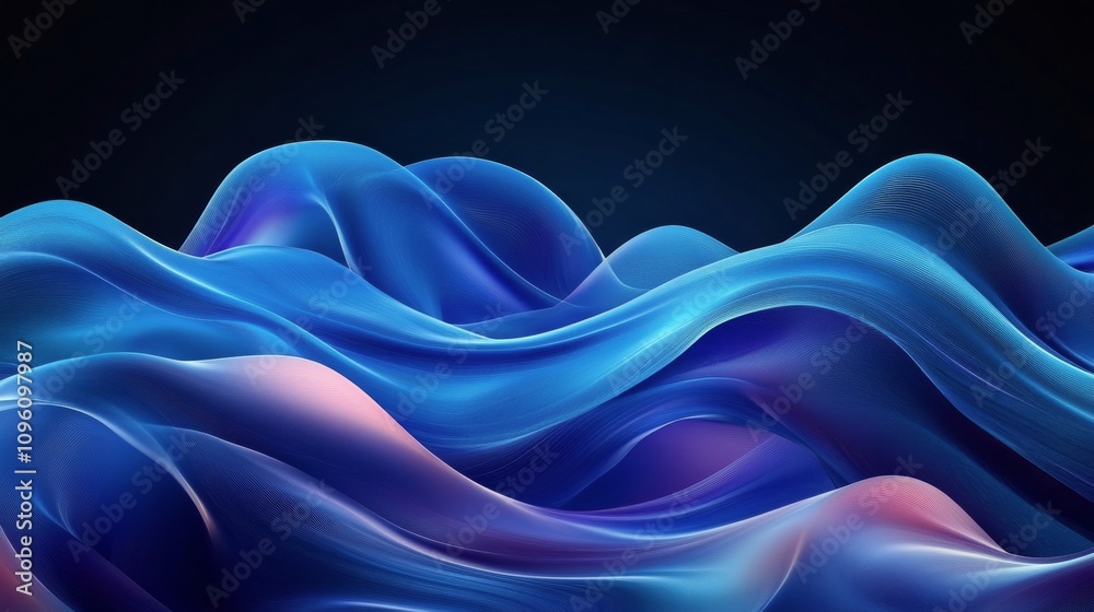 Soft blue waves of color swirl gracefully against a dark background highlighting texture and light Soft blue waves of color swirl gracefully against a dark background highlighting texture and light