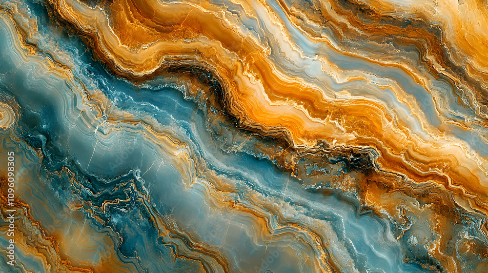 Abstract Marble Texture with Blue and Orange Swirls, Perfect for Interior Design and Decoration Abstract Marble Texture with Blue and Orange Swirls, Perfect for Interior Design and Decoration