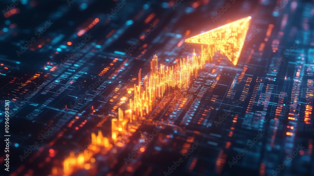 Digital growth analysis virtual environment data visualization modern technology abstract viewpoint progress concept