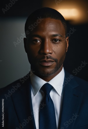 Makeup is not mask black businessman portrait Ultra realistic Photorealistic hyperdetailed photography soft light head and shoulders portrait cover