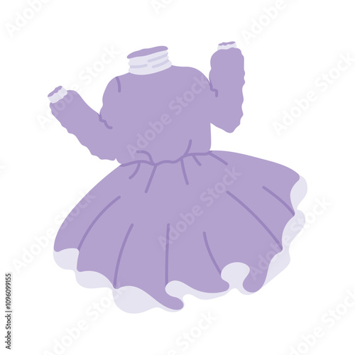 Charming lavender dress with puff sleeves and tiered skirt