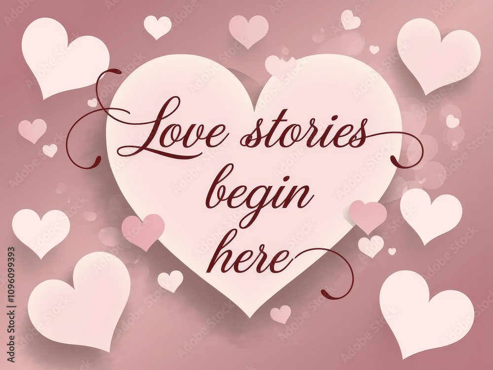 Romantic heart design with love quote on soft pink background Romantic heart design with love quote on soft pink background