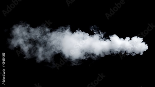 White Smoke Plume Against Black Background: A Dramatic High-Contrast Image. AI Generated