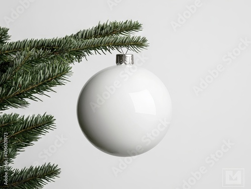 Wallpaper Mural A white christmas ornament hanging from a christmas tree branch Torontodigital.ca